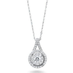 1.33 Ct Sparkling Genuine Round Cut Diamonds Large Pendant Necklace White Gold