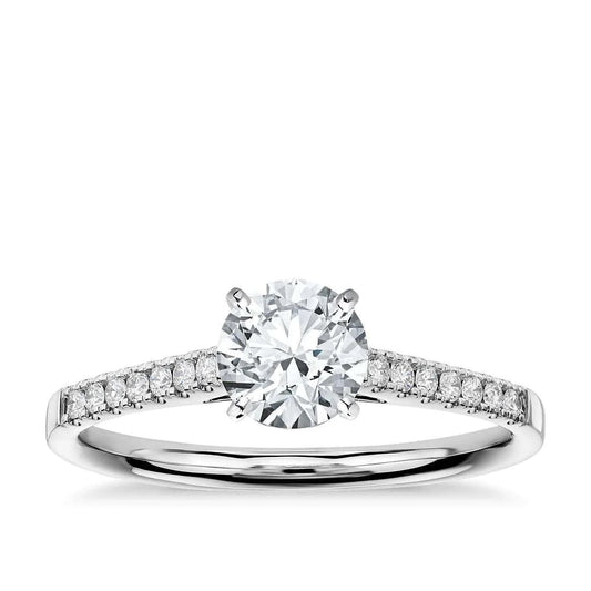 1.35 Carats Round Cut Real Diamond Solitaire Anniversary Ring With Accents