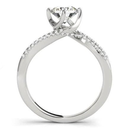 1.35 Carats Round Real Diamond Solitaire Ring With Accents Twisted Shank