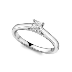 1.35 Ct Asscher & Round Cut Real Diamond Engagement Ring