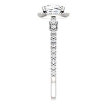 1.35 Ct Halo Cushion & Round Real Diamond Wedding Ring Band 14K White Gold