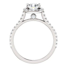 1.35 Ct Halo Cushion & Round Real Diamond Wedding Ring Band 14K White Gold