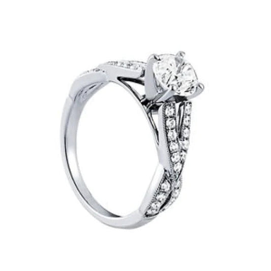 1.35 Ct. Round Natural Diamond Solitaire With Accents Ring White Gold 14K