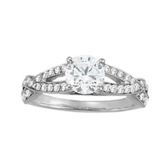 1.35 Ct. Round Natural Diamond Solitaire With Accents Ring White Gold 14K
