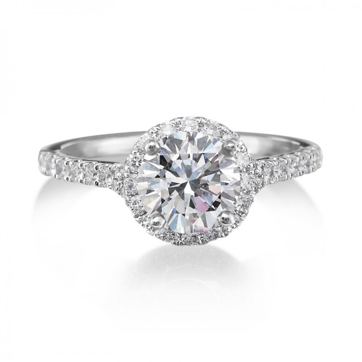 1.36 Carats Halo Natural Diamond Engagement Ring