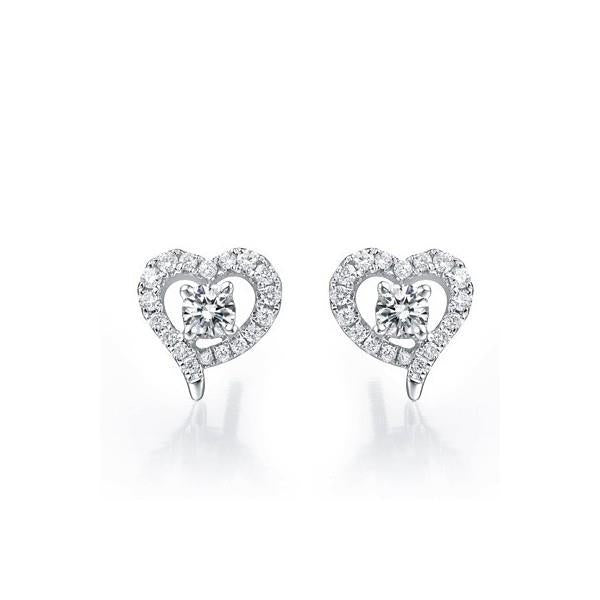 1.36 Carats Real Natural Earth Mined Diamond Heart Shape Halo Stud Earring 14K White Gold