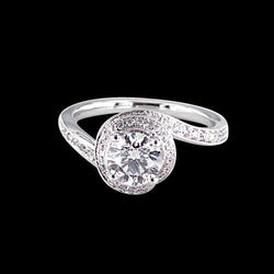 1.38 Carats Round Genuine Diamond Antique Style Wedding Ring White Gold 14K
