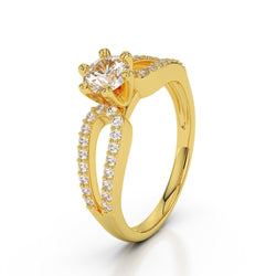1.4 Ct Diamond Genuine Wedding Ring 14K Yellow Gold Six Prong Set