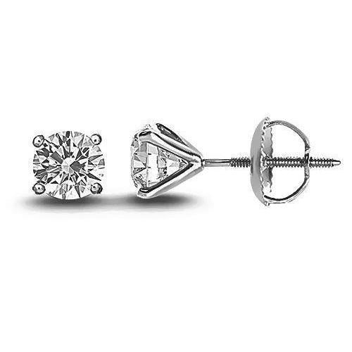 1.4 Ct Four Prong Set Round Genuine Diamond Women Stud Earring