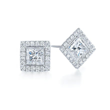 1.4 Ct Princess Cut Natural Diamond Halo Diamond Stud Earrings