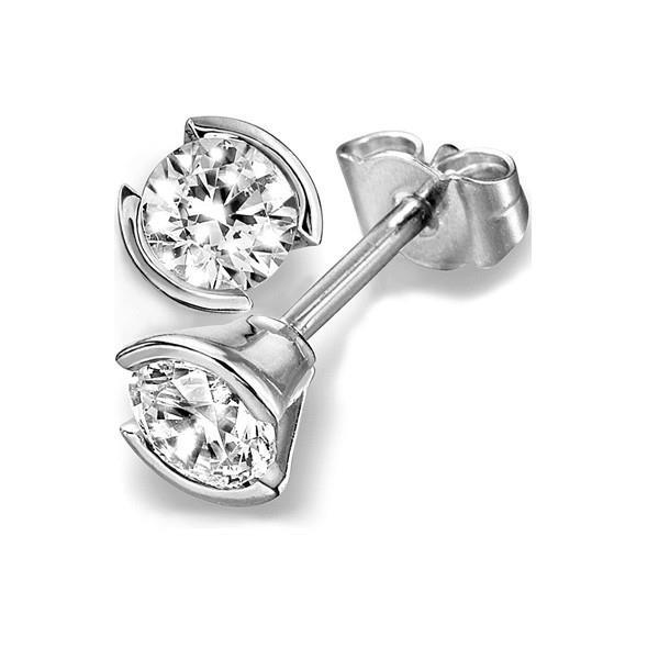 1.4 Ct Round Cut Bezel Set Solitaire Real Diamond Stud Earring
