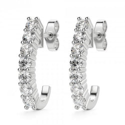 1.4 Ct Round Real Diamond J Hoop Earring