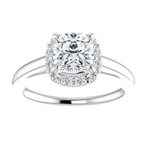 1.40 Carats Real Diamonds Halo Ring 14K White Gold