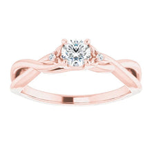 1.40 Carats Ring Three Stone Genuine Diamond Rose Gold 14K Twisted Shank New