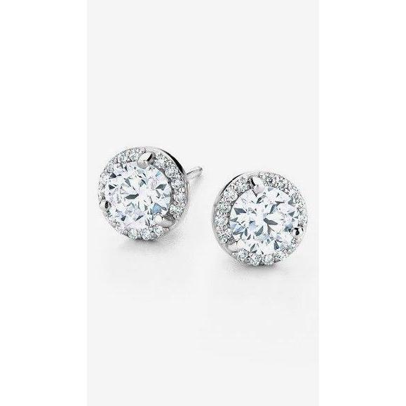 1.40 Ct Round Halo Diamond Stud Earring 14K White Gold