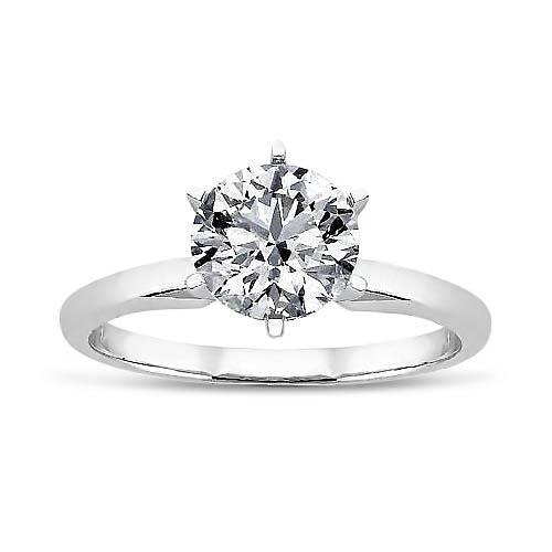 1.40 Ct Round Real Diamond Solitaire Wedding Ring White Gold 14K