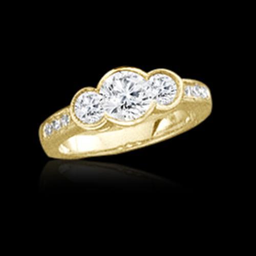 1.43 Ct Three Stone Style Real Natural Earth Mined Diamond Engagement Ring