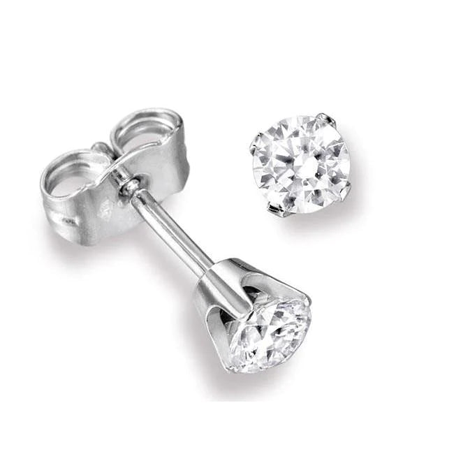 1.45 Ct Round Solitaire Real Natural Earth Mined Diamond Stud Earring 14K Gold Crown Setting