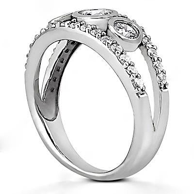 1.46 Carat 3 Stone Real Diamond Engagement Ring With Accents White Gold