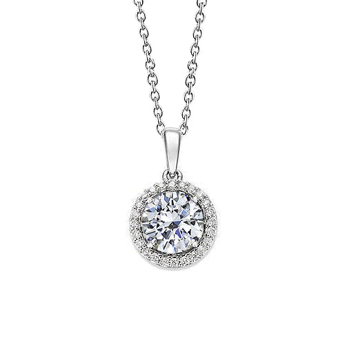 1.49 Carats Round Real Diamond Tenis Necklace Pendant White Gold Jewelry