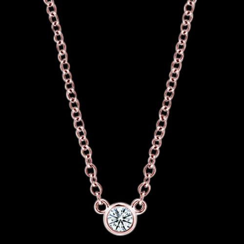 1.5 Carat Real Diamond 16 Or 18" Pendant Necklace Rose Gold 