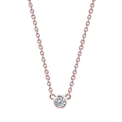 1.5 Carat Real Diamond 16 Or 18" Pendant Necklace Rose Gold Yard Bezel Set