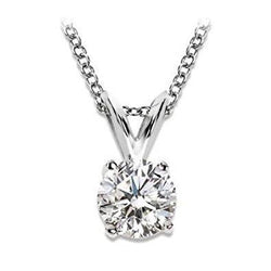 1.5 Carats Round Real Diamond Solitaire Pendant White Gold Women Jewelry