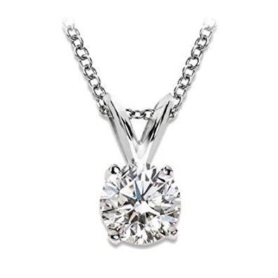 1.5 Carats Round Real Diamond Solitaire Pendant White Gold Women Jewelry
