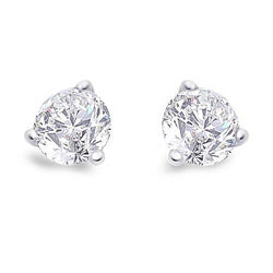 1.5 Carats Round Solitaire Genuine Diamond Stud Earring White Gold Prong Set