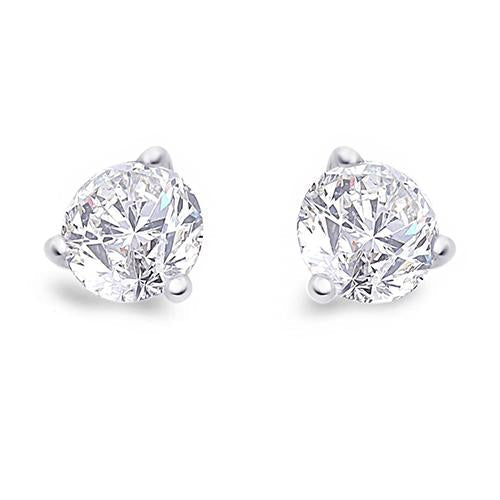 1.5 Carats Round Solitaire Genuine Diamond Stud Earring White Gold Prong Set