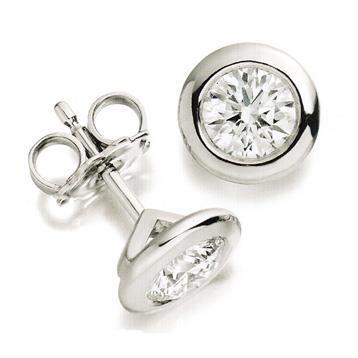 1.5 Ct Bezel Set Round Cut Genuine Natural Earth Mined Diamond Studs Earring