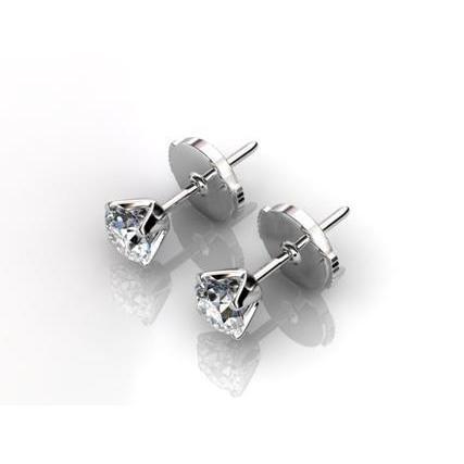 1.5 Ct Round Cut Real Natural Earth Mined Diamond Women Stud Earring 14K White Gold