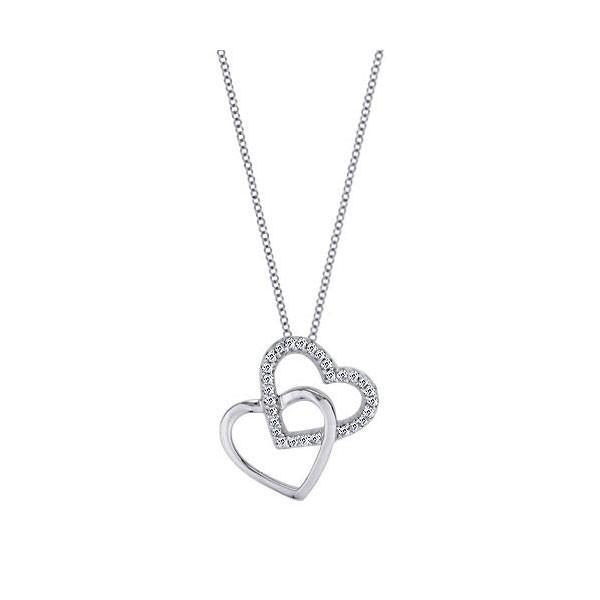 1.5 Ct Round Cut Real  Double Heart Style Pendant Necklace