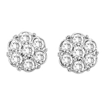 1.5 Ct Round Flower Real Natural Earth Mined Diamond Cluster Stud Earring