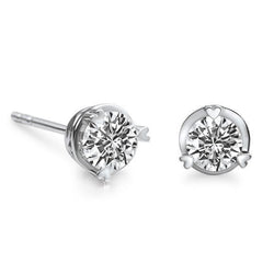 1.5 Ct Round Genuine Natural Earth Mined Diamond Fine Stud Earring White Gold