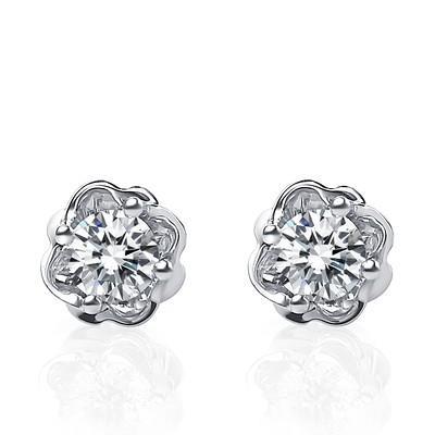 1.5 Ct Round Genuine Diamond Stud Earring 14K White Gold New