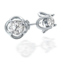 1.5 Ct Round Solitaire Real Diamond Women Stud Earring