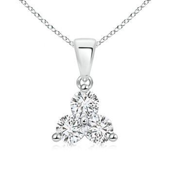 1.5 Ct Round Three Stone Real Diamond Necklace Pendant 14K White Gold