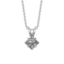 1.5 Ct Solitaire Princess Cut Real Diamond Pendant 14K White Gold