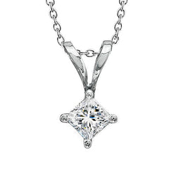 1.5 Ct Sparkling Real Princess Cut Diamond Pendant Necklace Prong Set