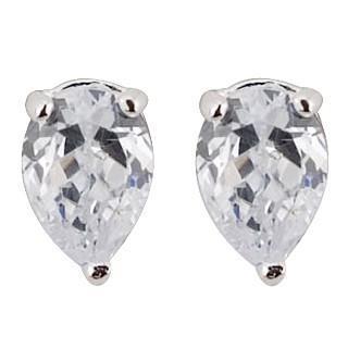 1.5 Ct Three Prong Setting Genuine Pear Cut Diamond Stud Earring