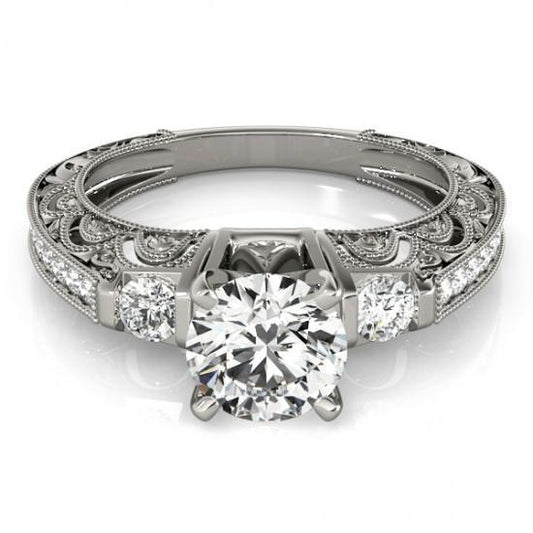 1.50 Carat Natural Diamond Engagement Antique Style Ring With Accents