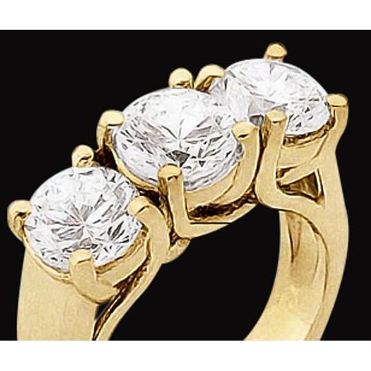 1.50 Carat Natural Engagement 3 Stone Diamond Ring Solid Yellow Gold 14K