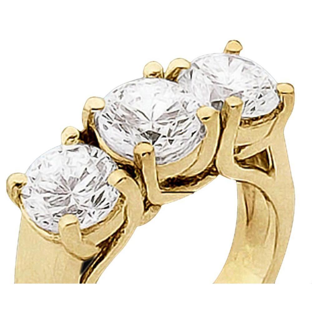 1.50 Carat Natural Engagement 3 Stone Diamond Ring Solid Yellow Gold 14K
