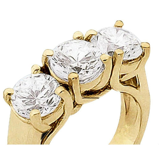 1.50 Carat Natural Engagement 3 Stone Diamond Ring Solid Yellow Gold 18K