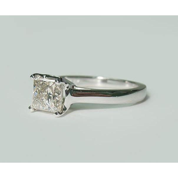 1.50 Carat Princess Real Diamond Solitaire Ring White Gold
