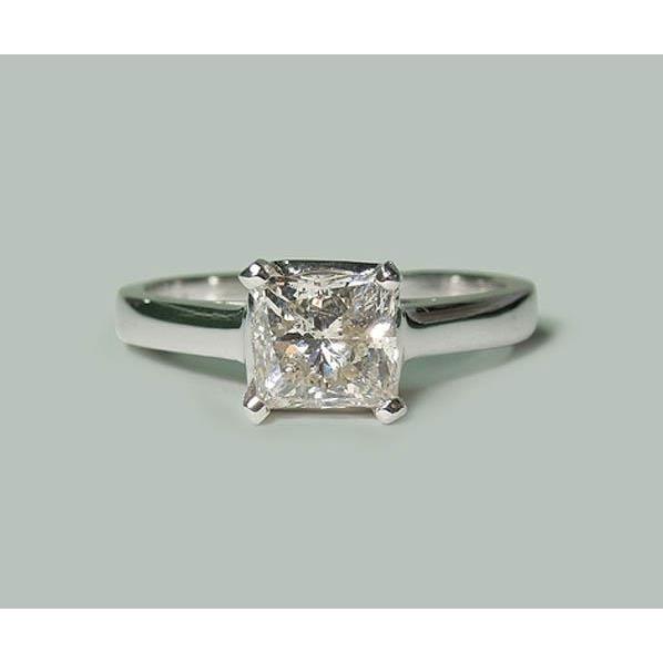 1.50 Carat Princess Real Diamond Engagement Ring White Gold