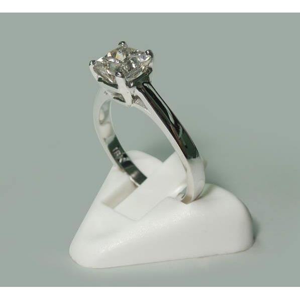 1.50 Carat Princess Real Diamond Solitaire Engagement Ring White Gold