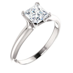 1.50 Carat Princess Real Diamond Solitaire Ring White Gold 14K Jewelry New