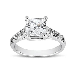 1.50 Carat Princess & Round Genuine Diamond Ring With Accents White Gold 14K